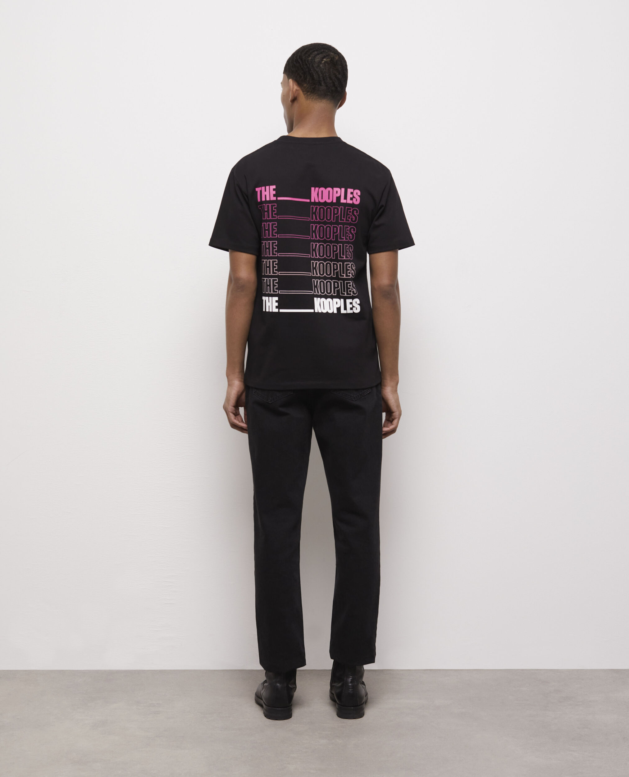 Camiseta negra serigrafía logotipo degradado para hombre, BLACK, hi-res image number null