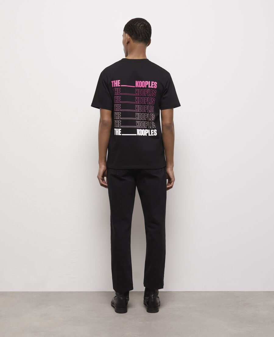 men's faded black t-shirt with screen print logo