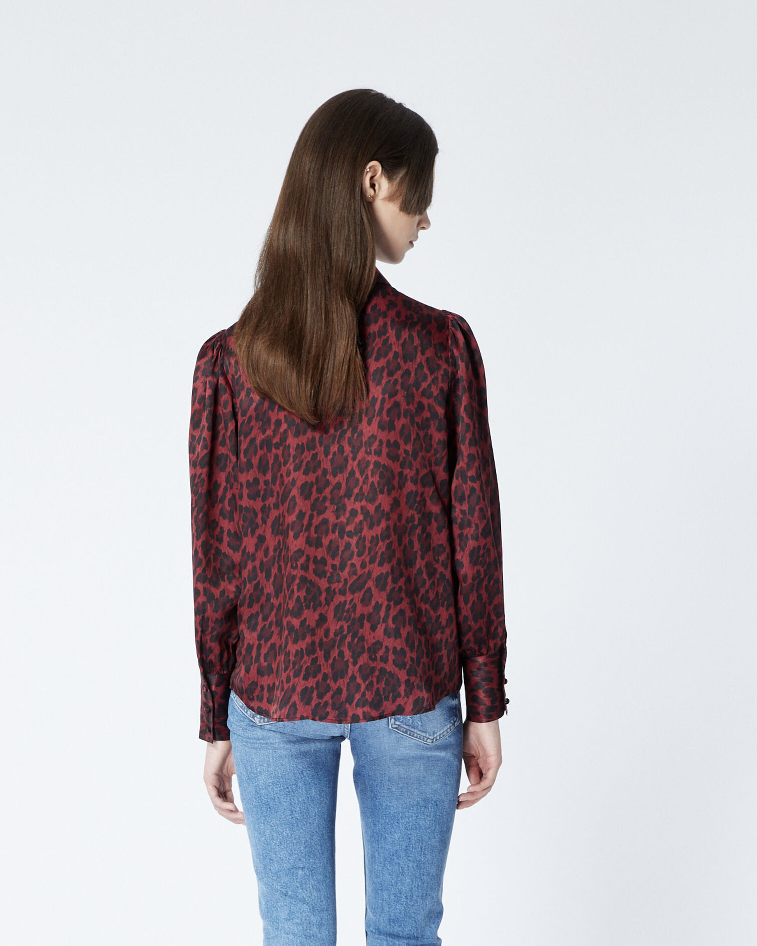 Burgundy shirt with leopard motif, PURPLE, hi-res image number null