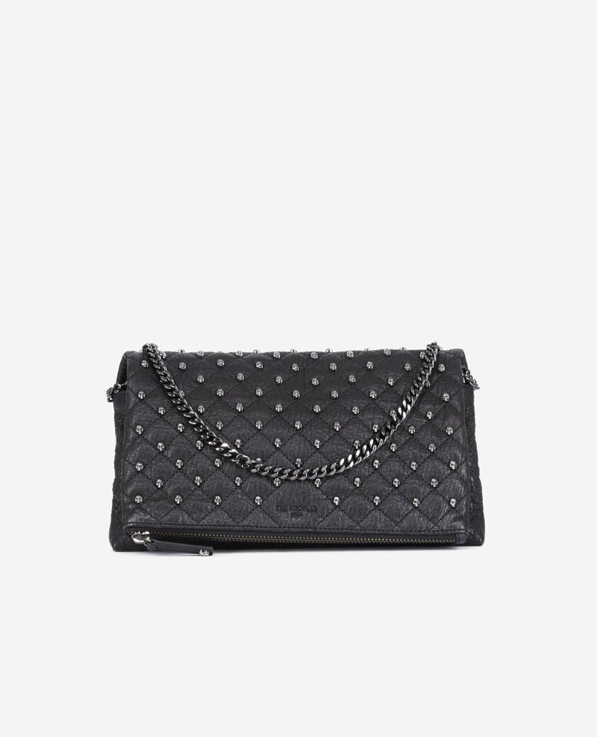 The Kooples DAMEN BLACK mittlere heritage-tasche aus schwarzem leder