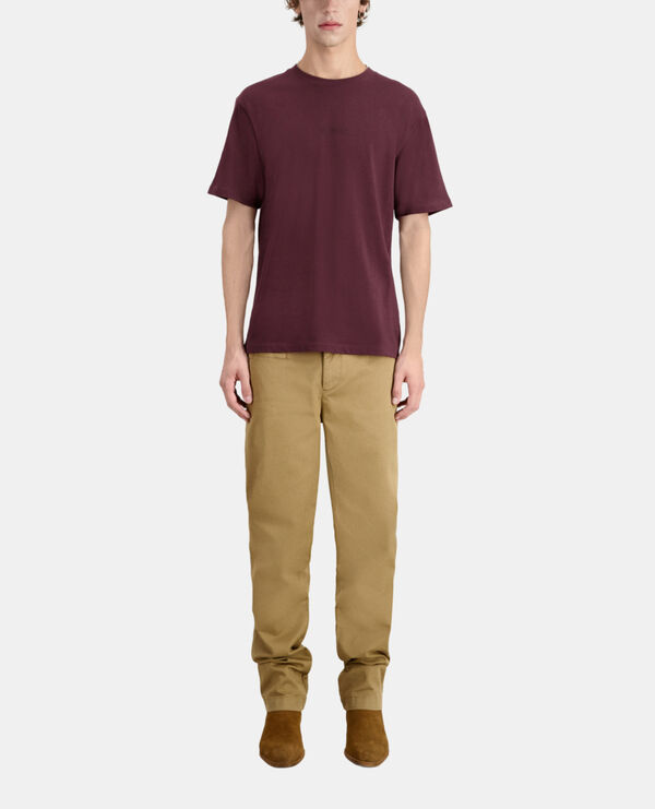 men's burgundy t-shirt with logo
