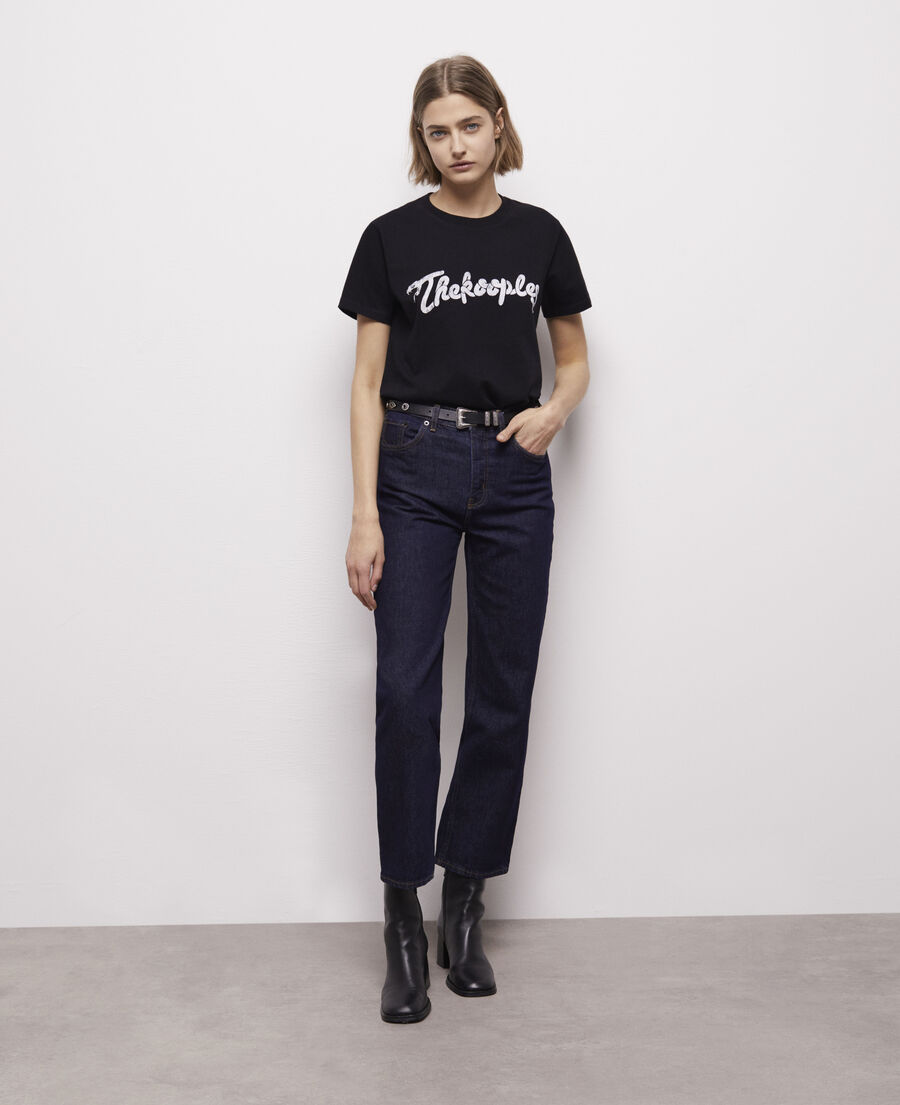blue straight-cut jeans
