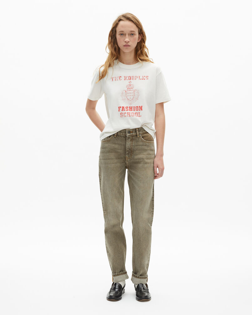 The Kooples WOMEN ECRU t-shirt with ecru screen printing