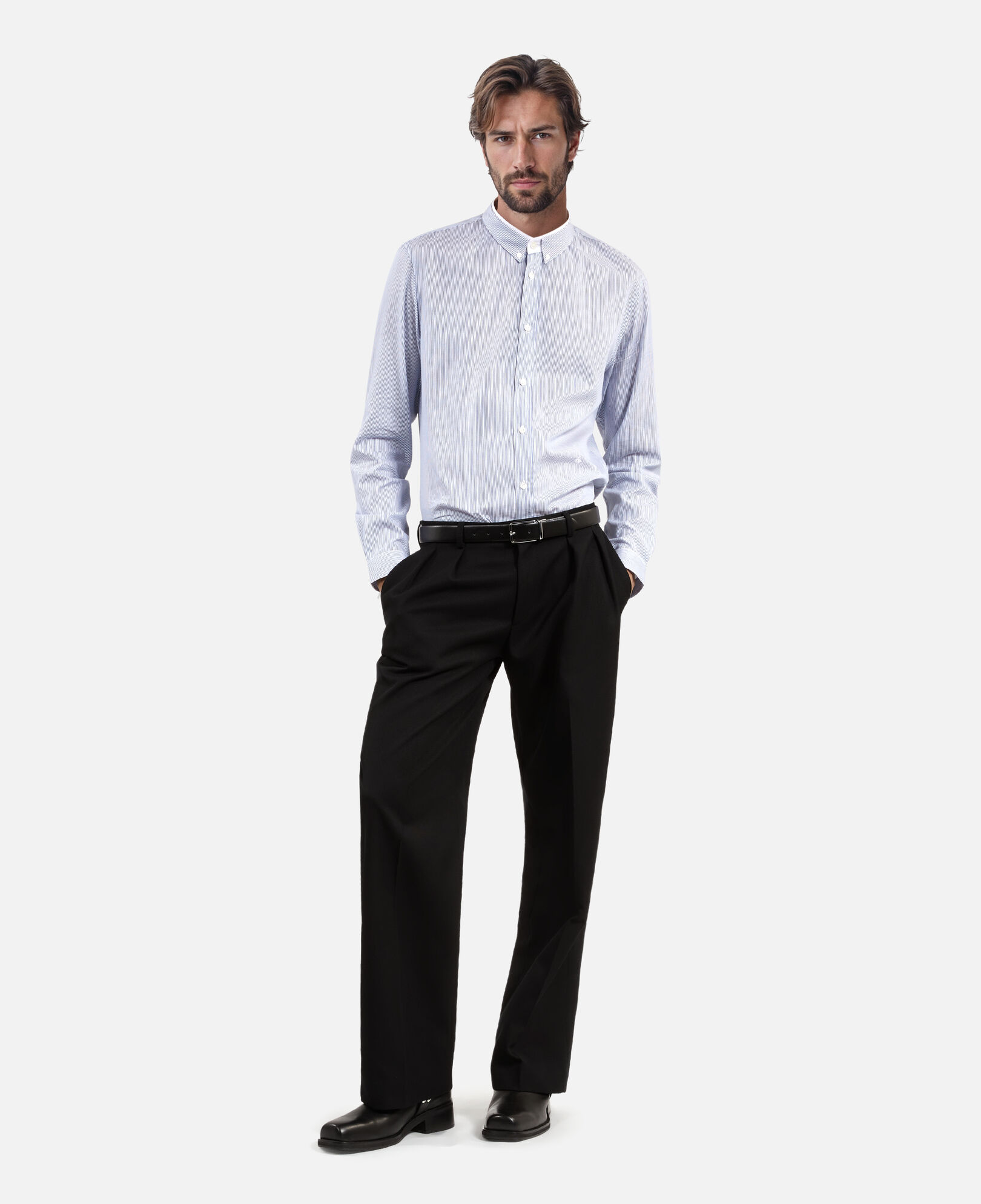 The Kooples WOMEN BLUE WHITE blue and white striped formal shirt