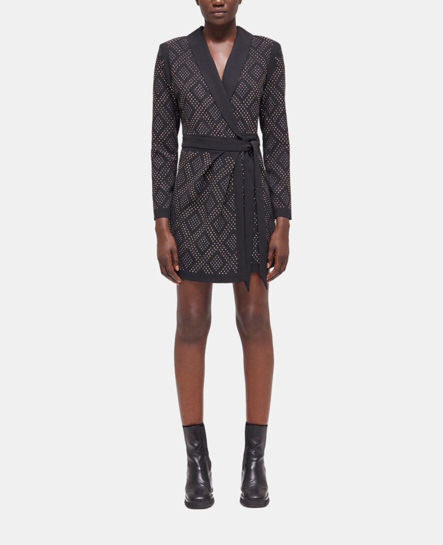 The Kooples FEMME BLACK robe courte portefeuille noire