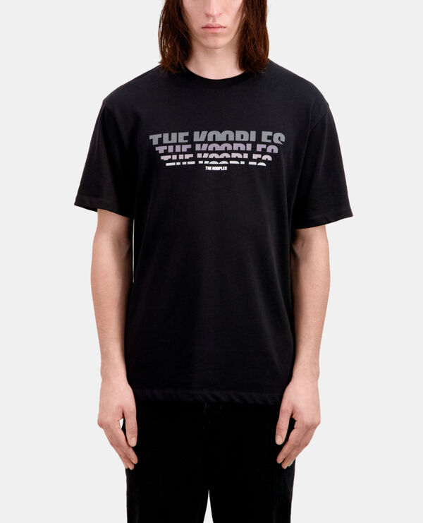 The Kooples HOMME BLACK t-shirt homme noir avec sérigraphie logo en dégradé de couleur
