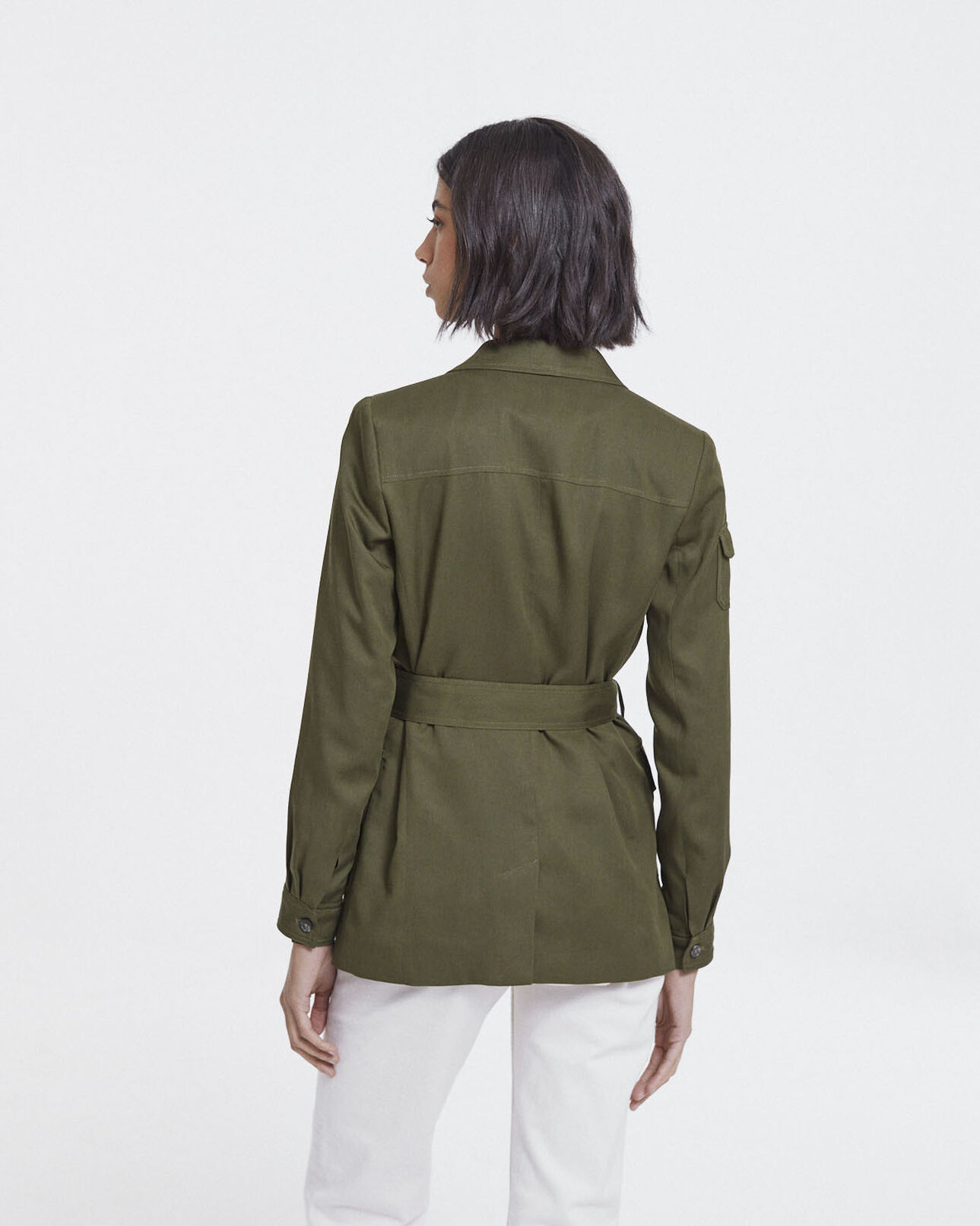 The Kooples FEMME KAKI veste kaki fluide tencel à poches