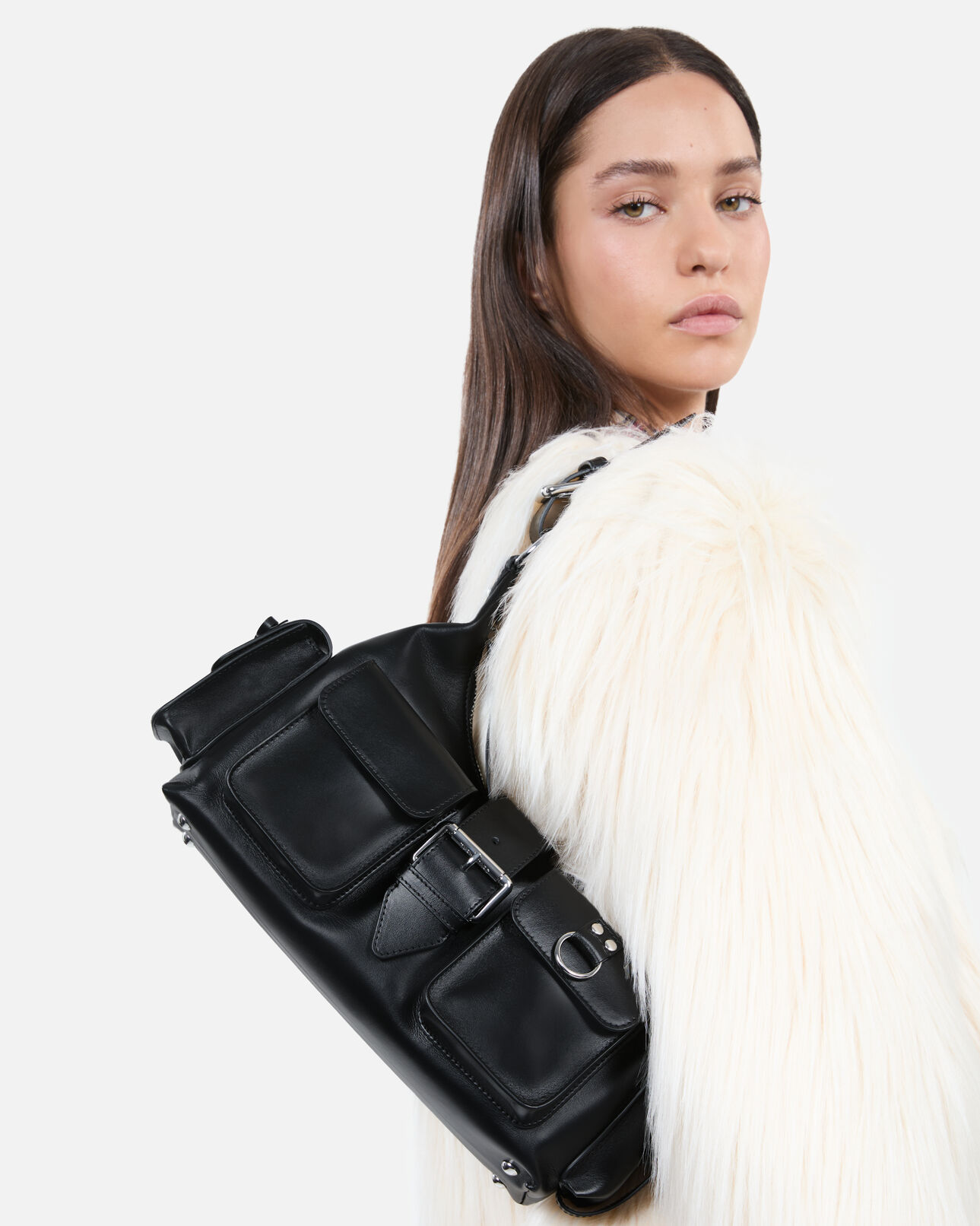 The Kooples WOMEN BLACK black smooth leather amelia bag