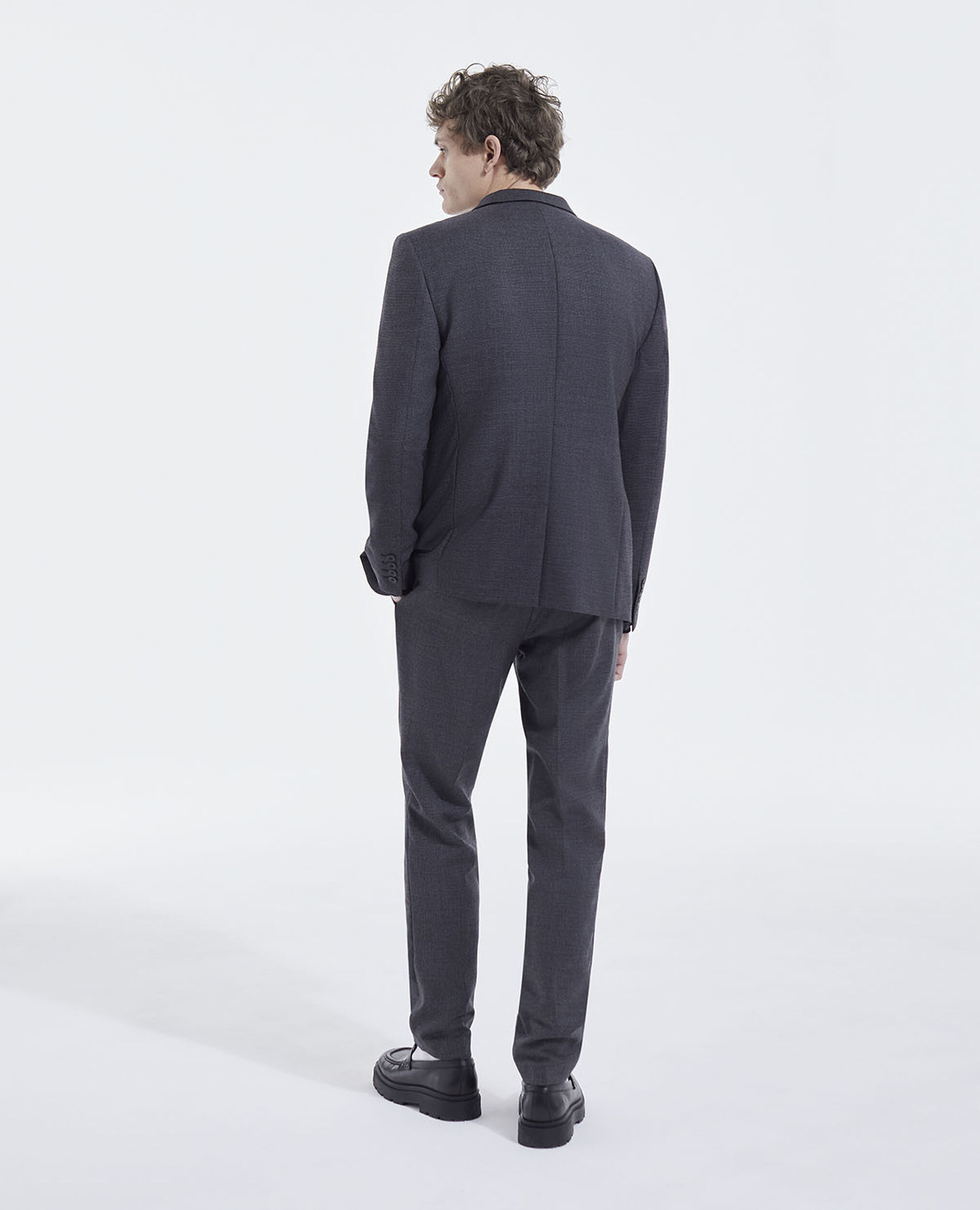 Black and gray printed suit pants, DARK GREY, hi-res image number null