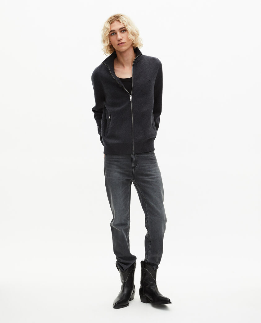 The Kooples HOMME DARK GREY MELANGE cardigan double face à zip gris