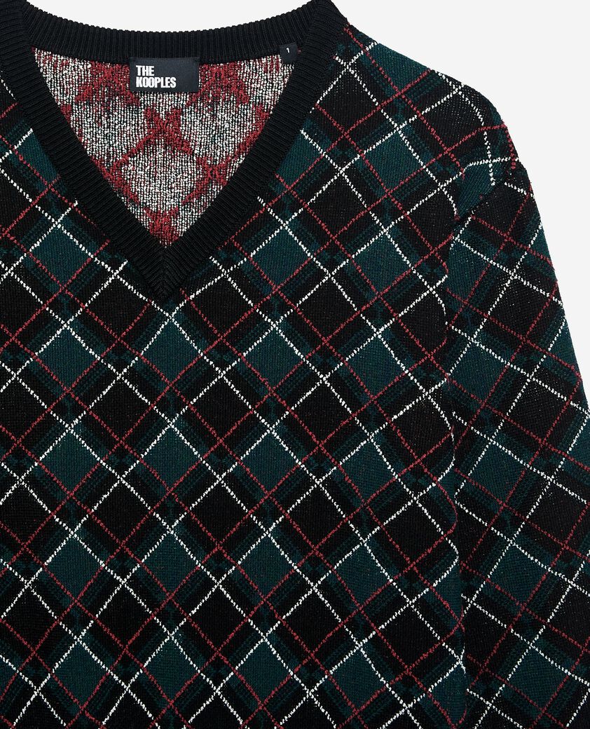 The Kooples DAMEN BLACK DARK GREEN schwarzer karierter pullover