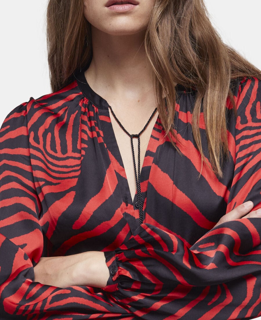 The Kooples WOMEN BLACK - RED long red printed dress