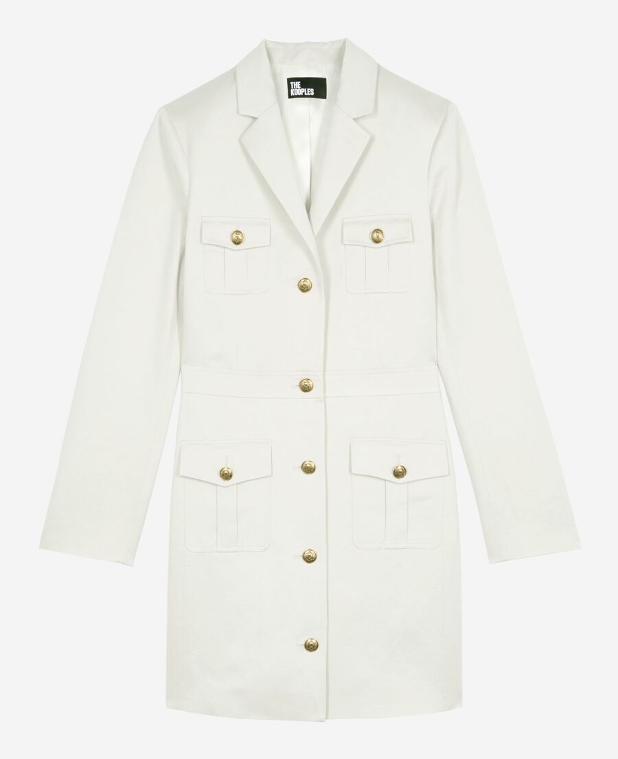 The Kooples F BEIGE short officer-style dress in ecru linen