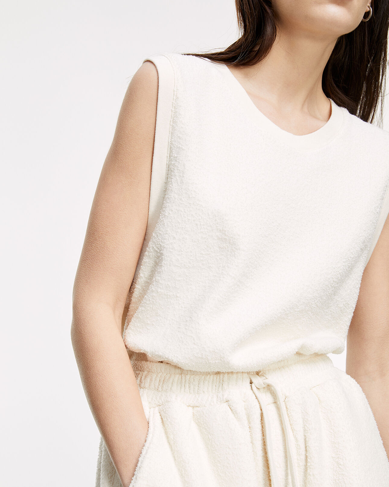 The Kooples HOMME OFF WHITE t-shirt écru coton sans manches