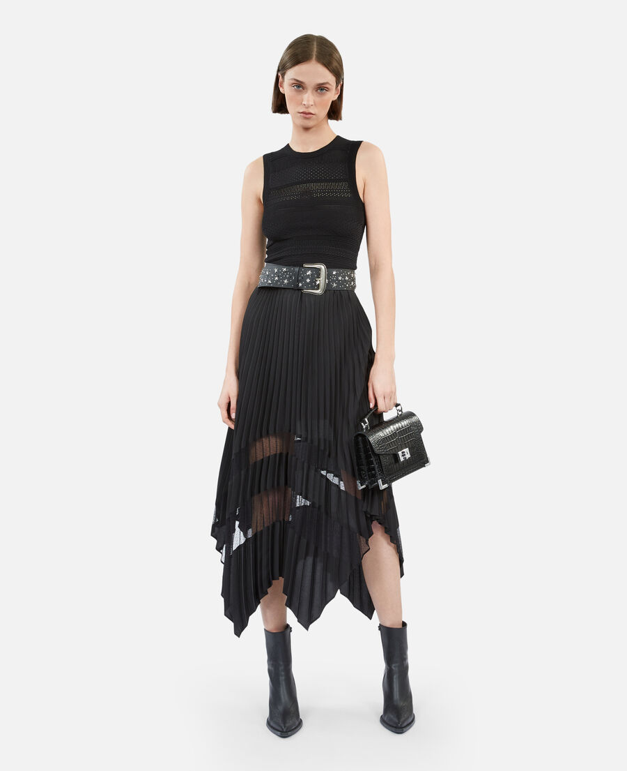 long black pleated skirt