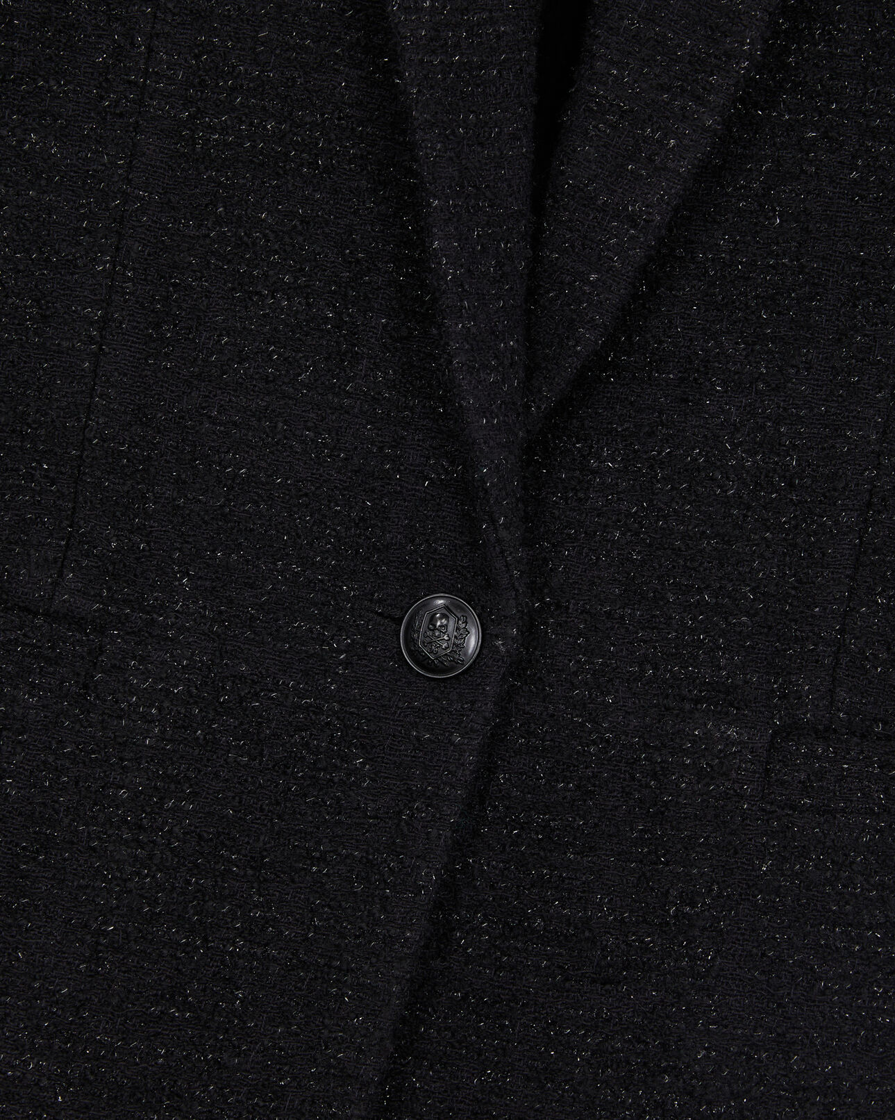 The Kooples FEMME BLACK blazer noir en tweed avec détails fil argenté