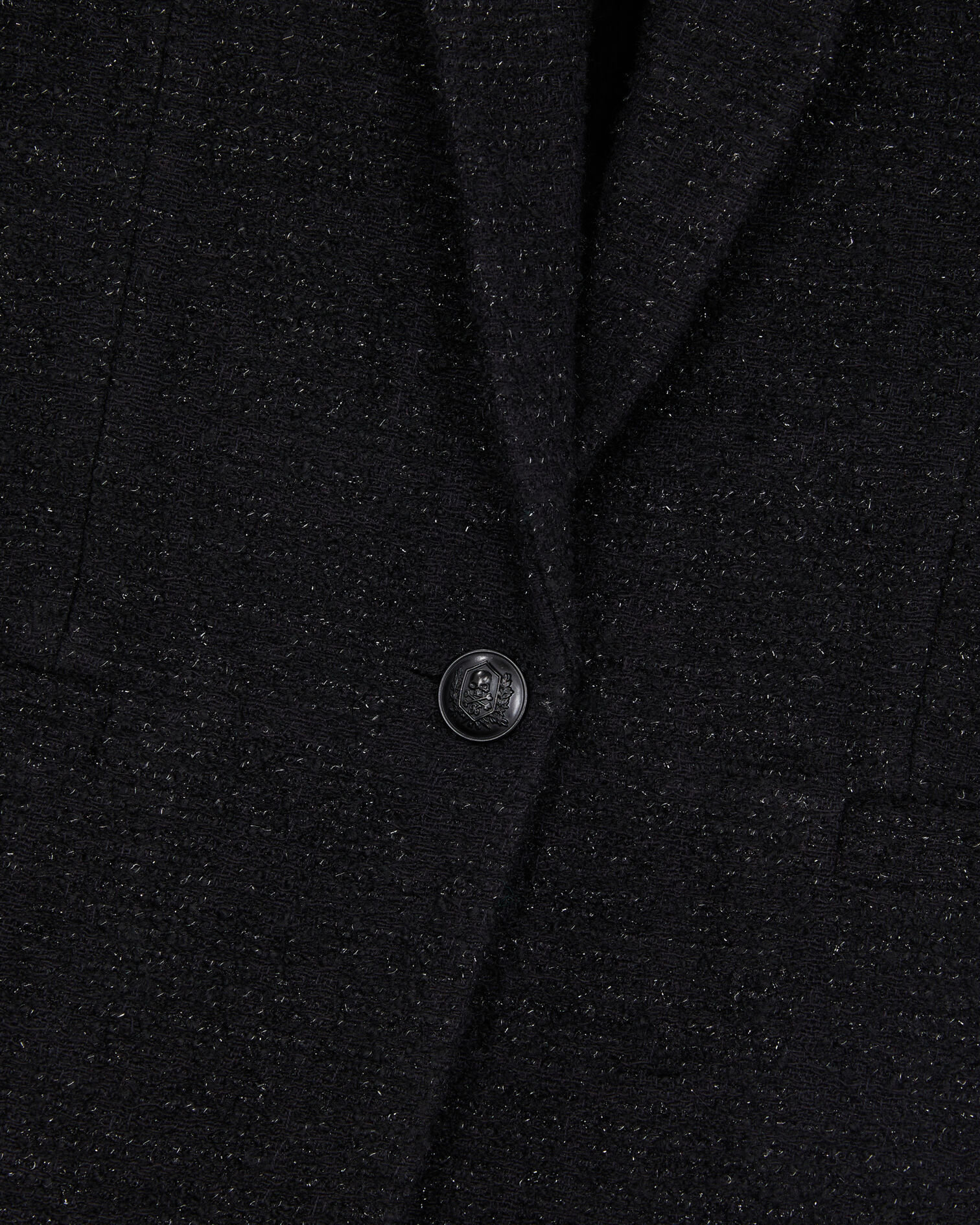 Blazer noir en tweed avec détails fil argenté, BLACK, hi-res image number null