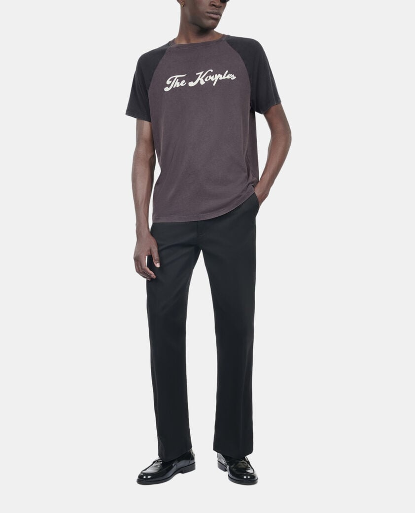 The Kooples HOMME BLACK WASHED t-shirt avec s&eacute;rigraphie noir