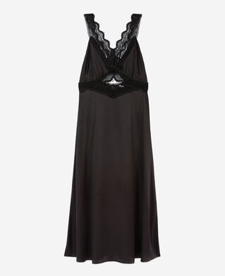 The Kooples F BLACK long black slip dress with guipure
