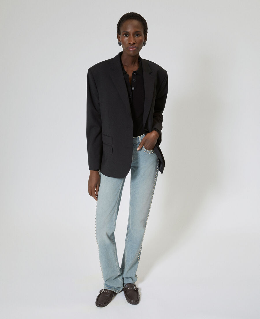 The Kooples FEMME BABY BLUE jean slim long avec studs bleu