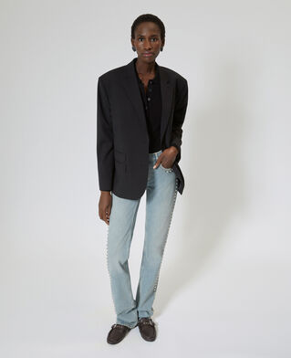 The Kooples FEMME BABY BLUE jean slim long avec studs bleu