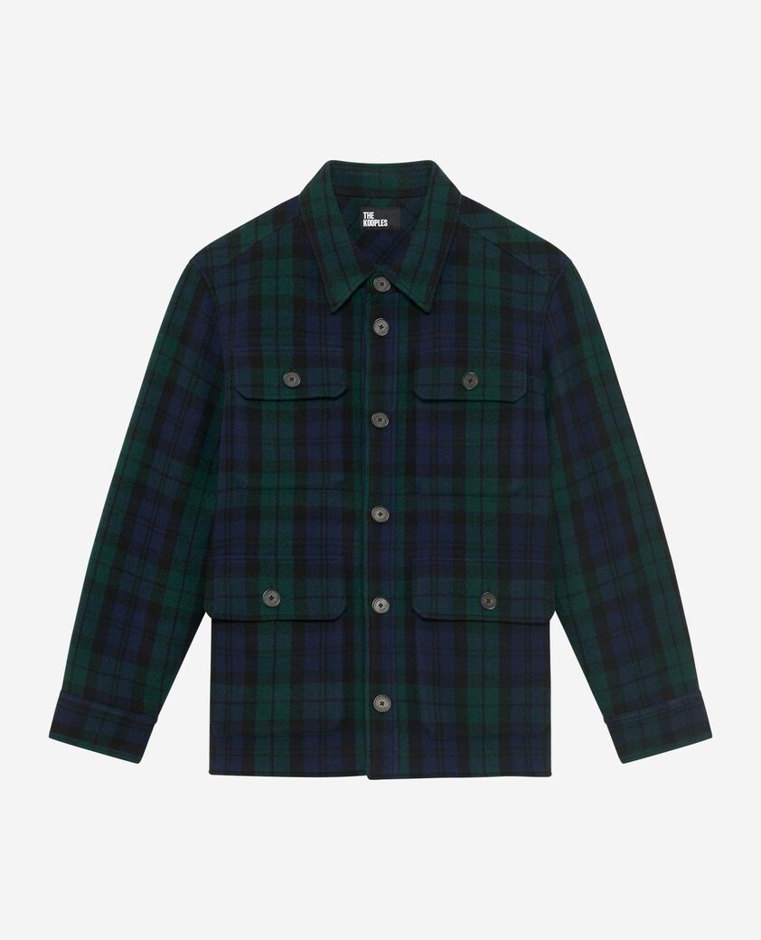 The Kooples HOMME GREEN / BLACK surchemise en tartan vert fonc&eacute;
