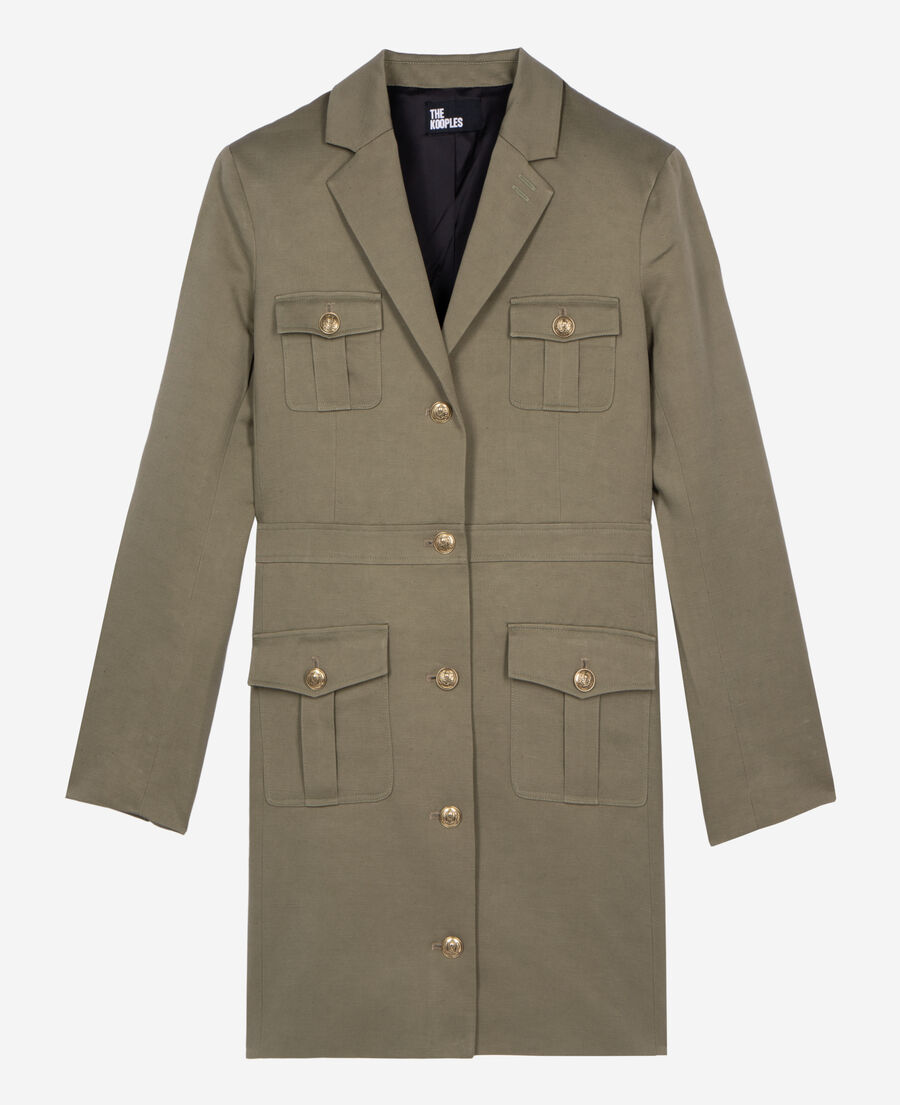 The Kooples F KAKI short officer-style dress in khaki linen
