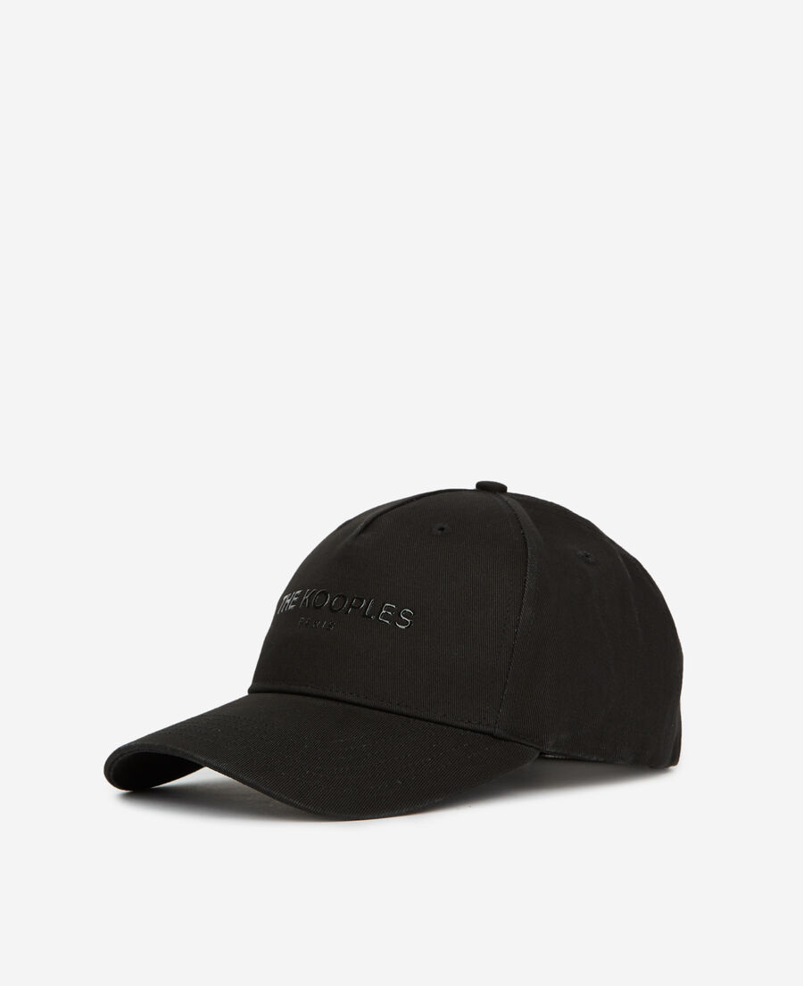 black cotton cap with tone-on-tone logo