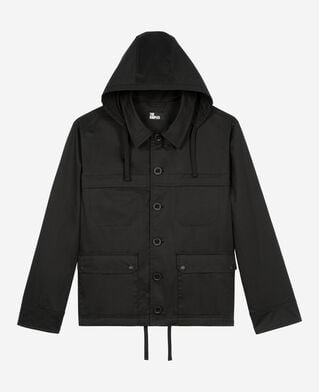 The Kooples HOMME BLACK parka courte à capuche noire