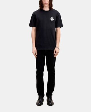 The Kooples HERREN BLACK schwarzes t-shirt mit vintage-skull-stickerei