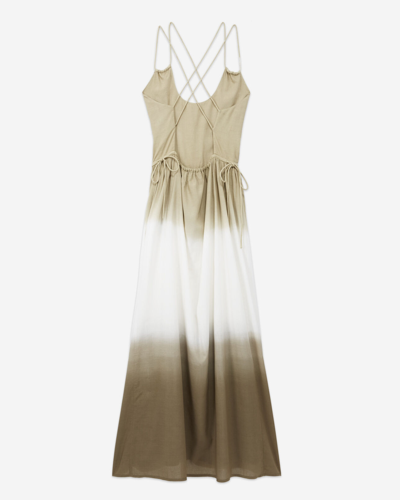 The Kooples FEMME KAKI robe longue sans manches dos nu kaki dégradée