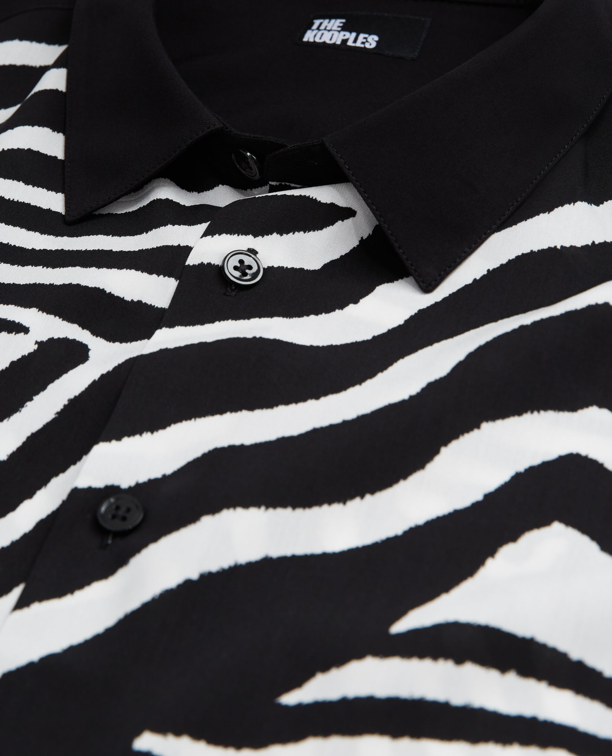Printed classic-collar shirt, BLACK WHITE, hi-res image number null