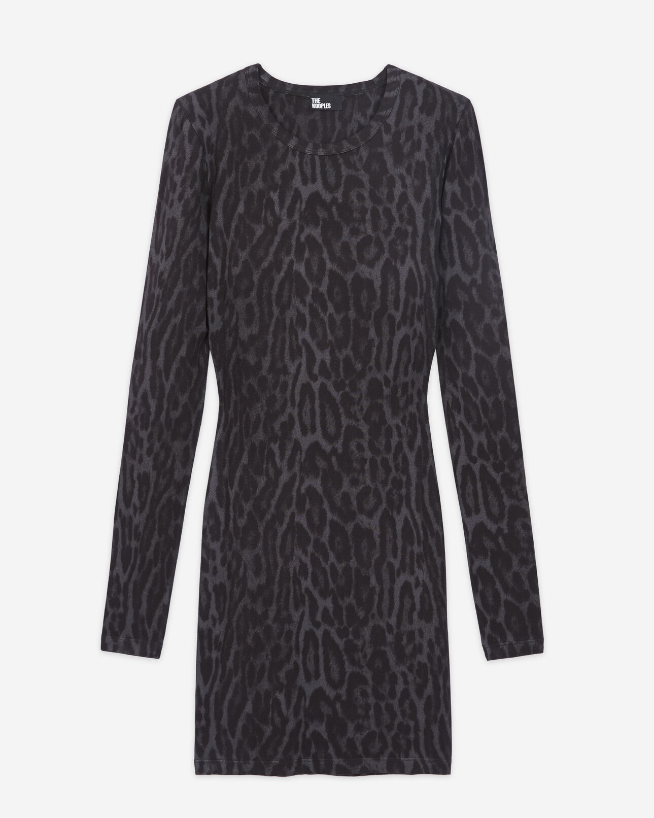 The Kooples WOMEN BLACK short dress with leopard print