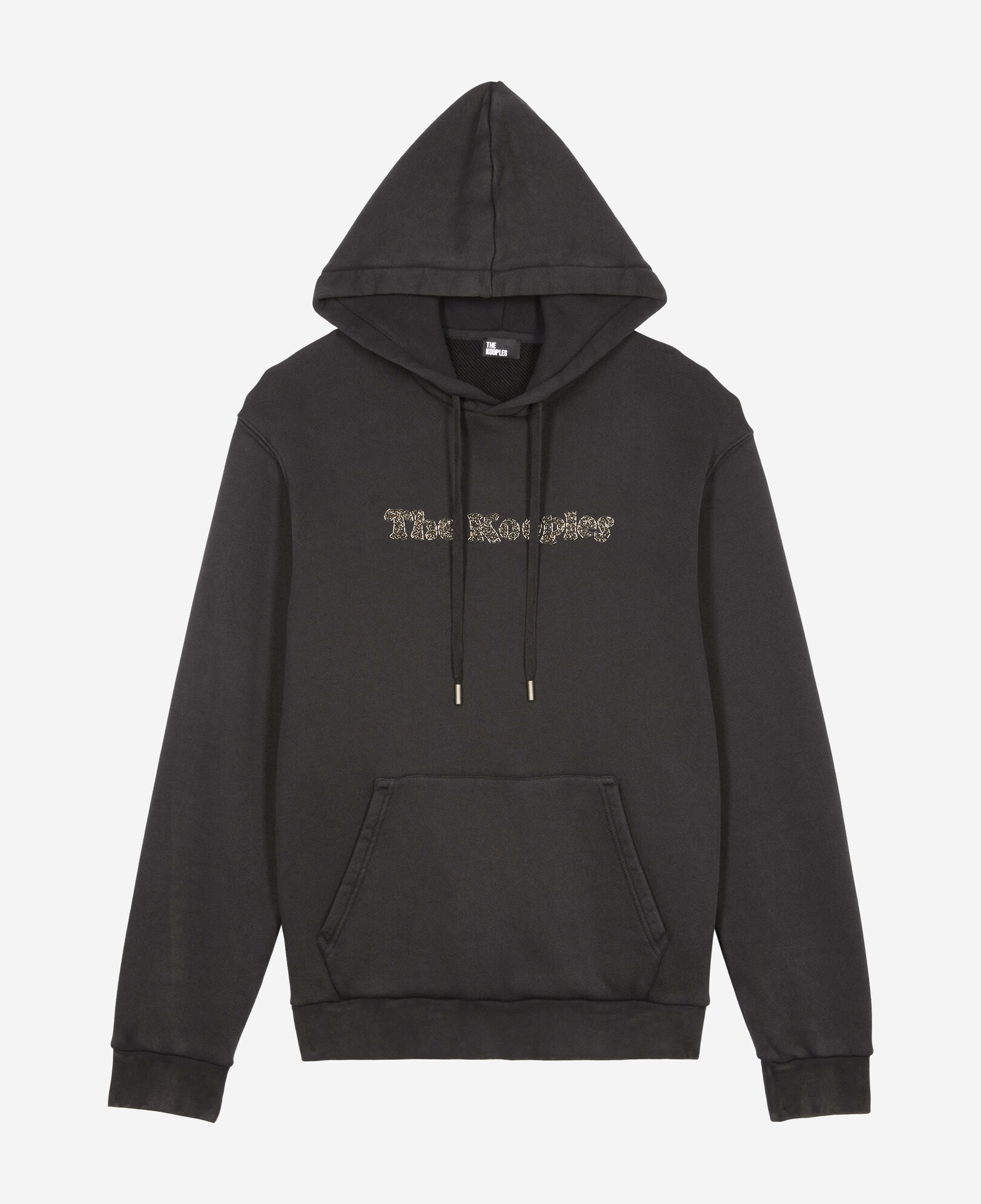 The Kooples HERREN BLACK WASHED schwarzes kapuzensweatshirt mit logo