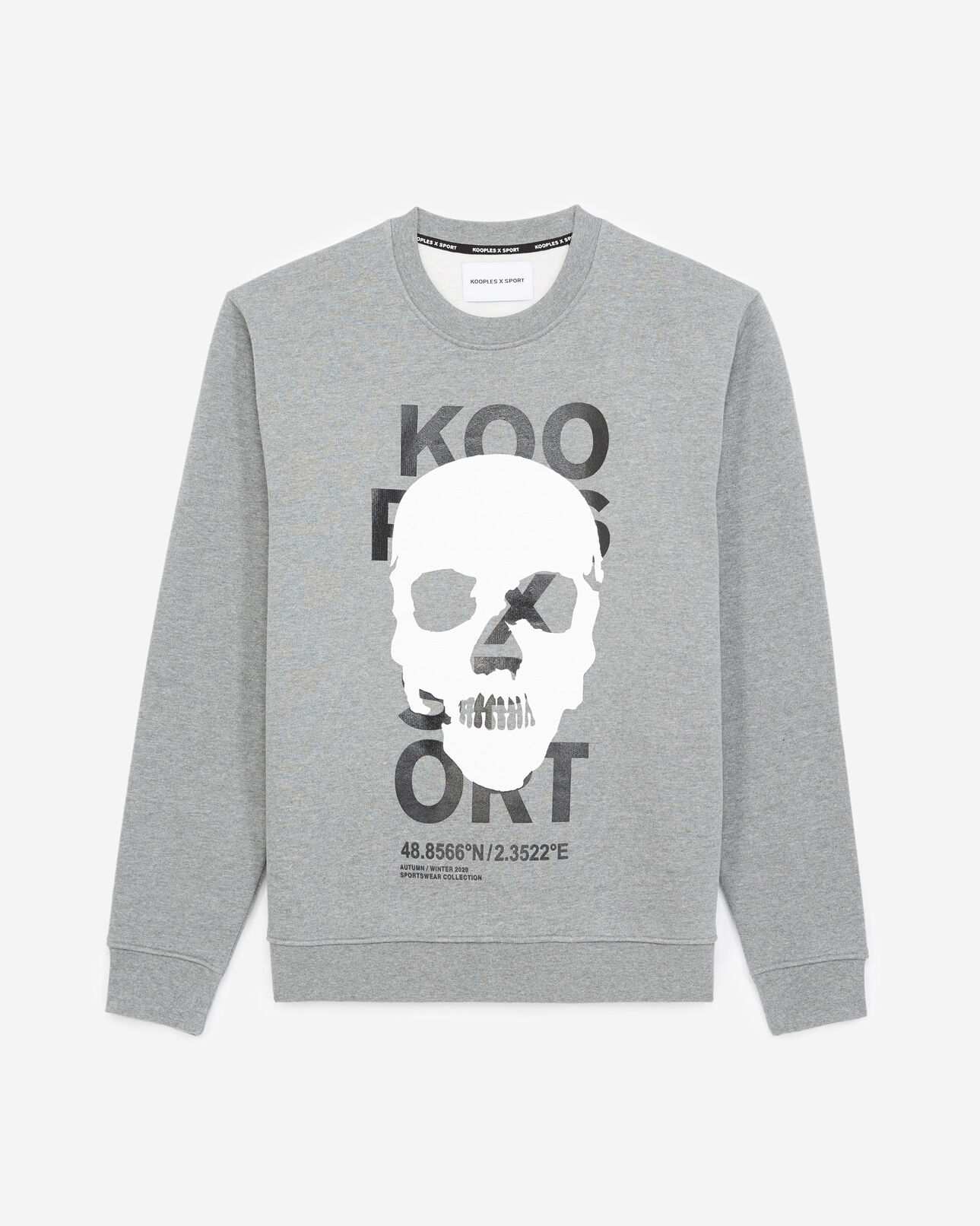 The Kooples HERREN MIDDLE GREY MELANGE graues sweatshirt mit totenkopf-badge