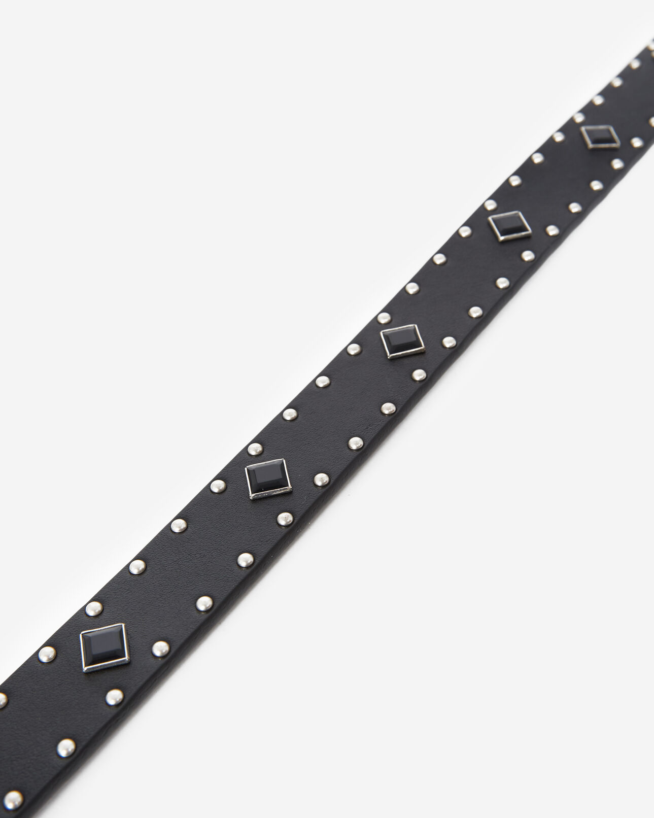The Kooples HOMME BLACK ceinture fine noire cuir lisse à clous