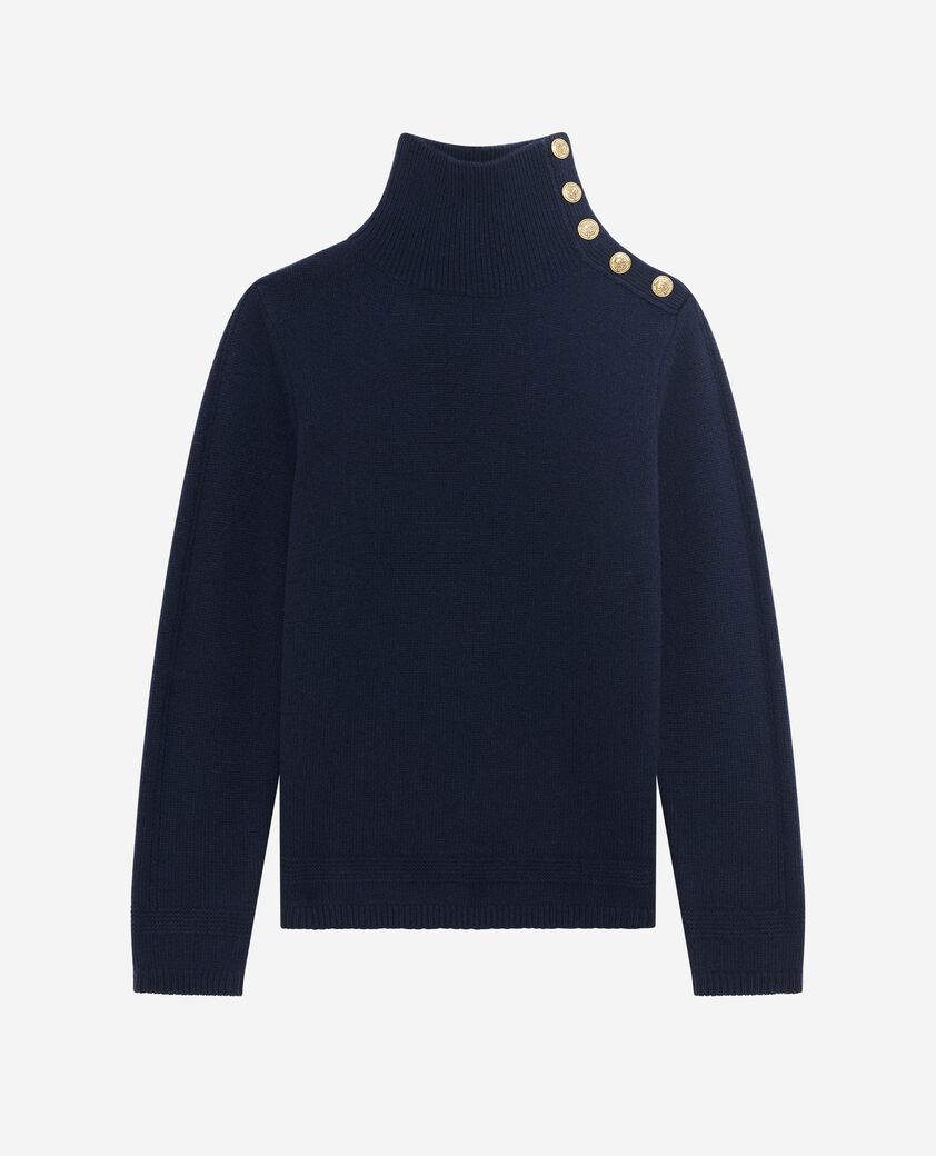 The Kooples WOMEN NAVY navy wool stand-up collar sweater
