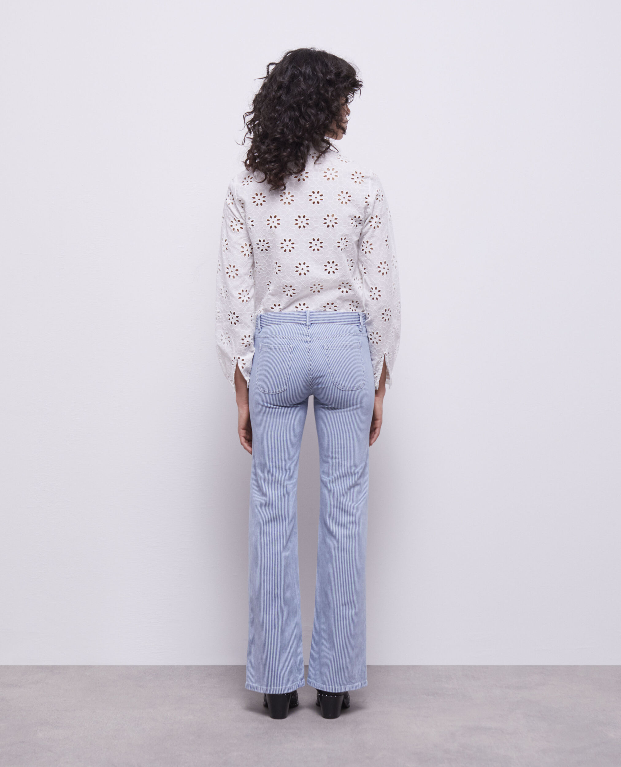 Weiß-blau gestreifte Jeans, BLUE DENIM, hi-res image number null