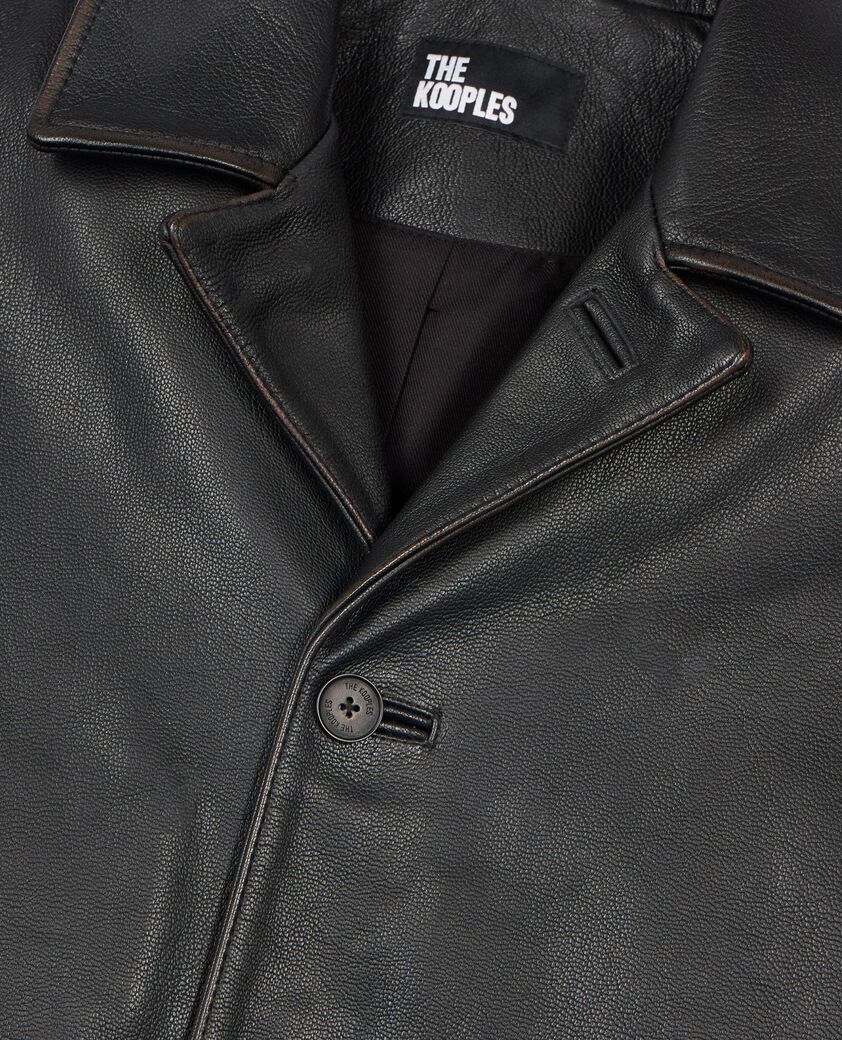The Kooples HOMBRE BLACK WASHED chaqueta de cuero con cuello de traje negro