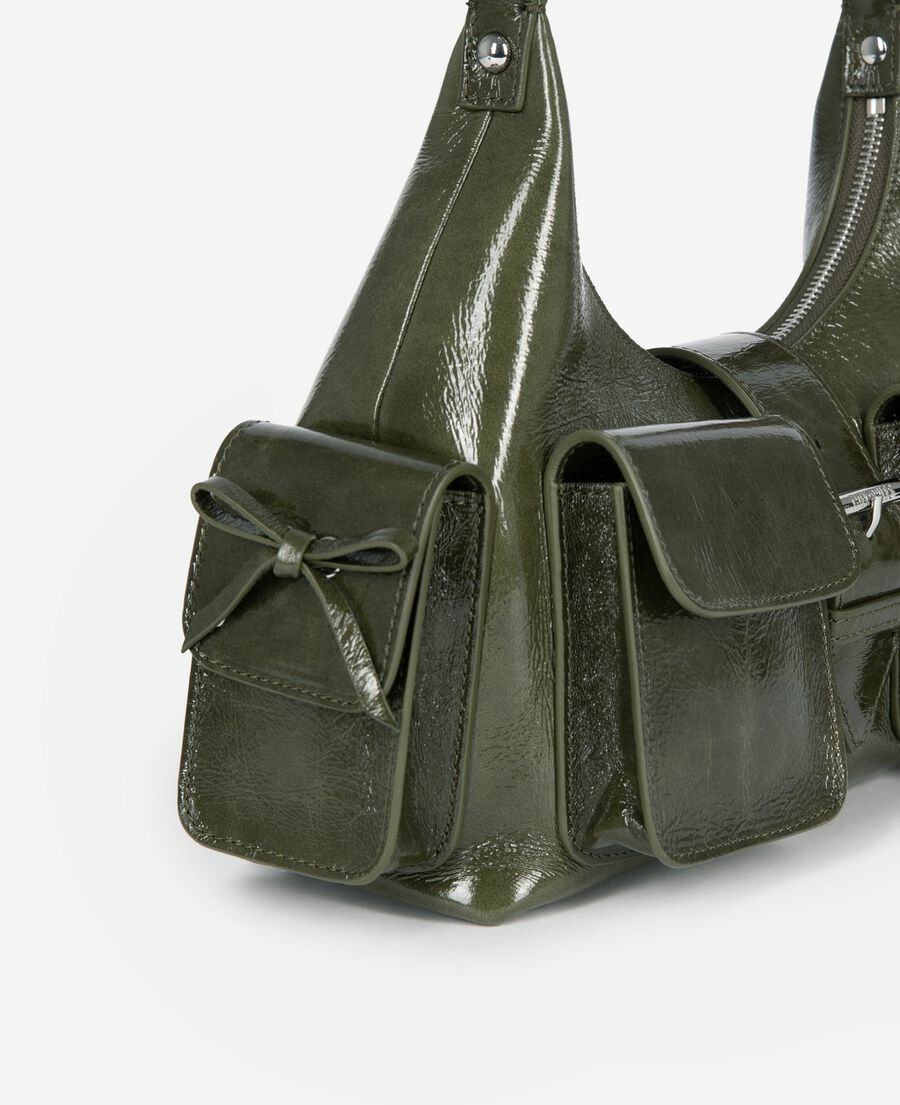 The Kooples WOMEN OLIVE amelia bag in green cracked leather