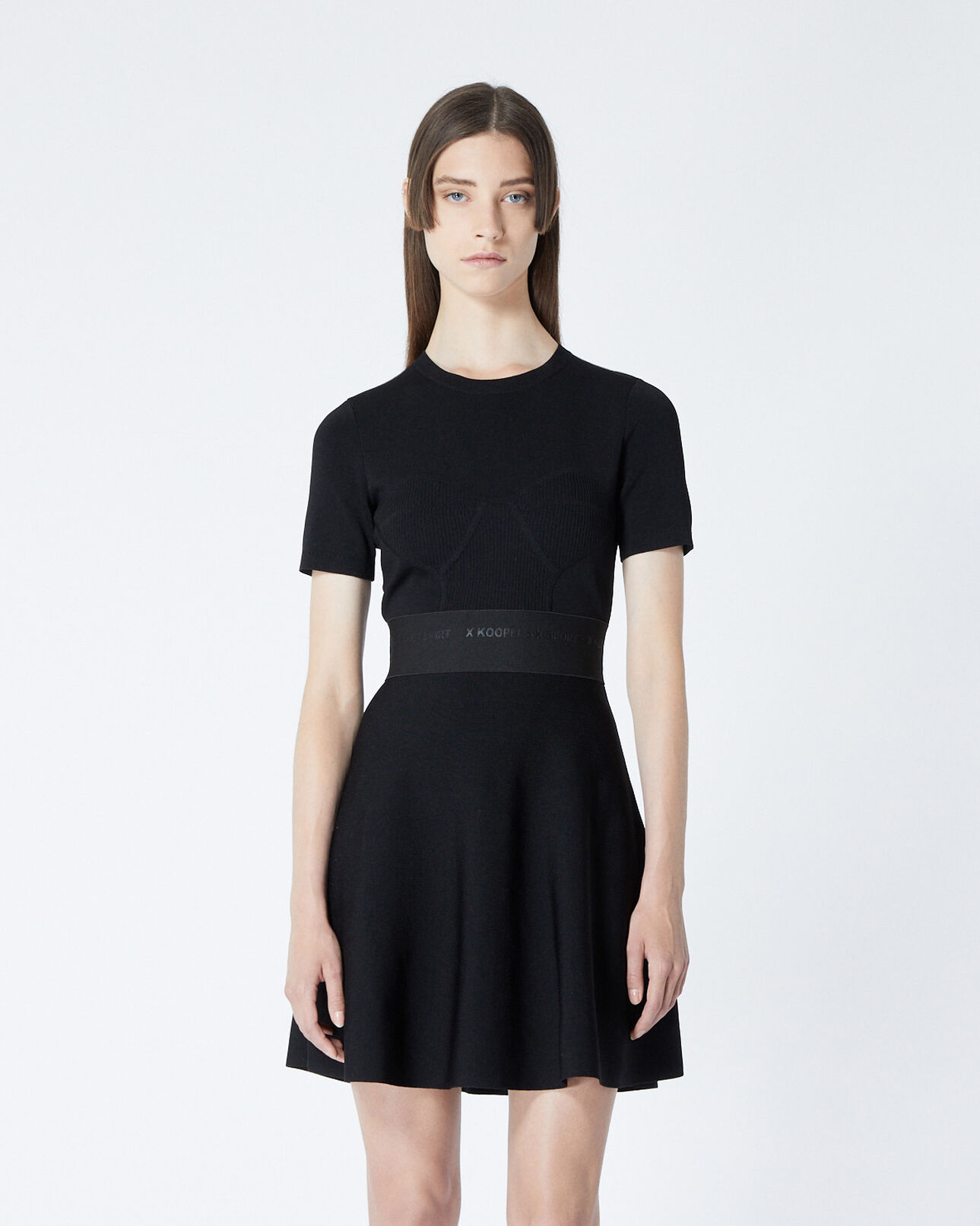 The Kooples WOMEN BLACK black skater dress with elastic waist