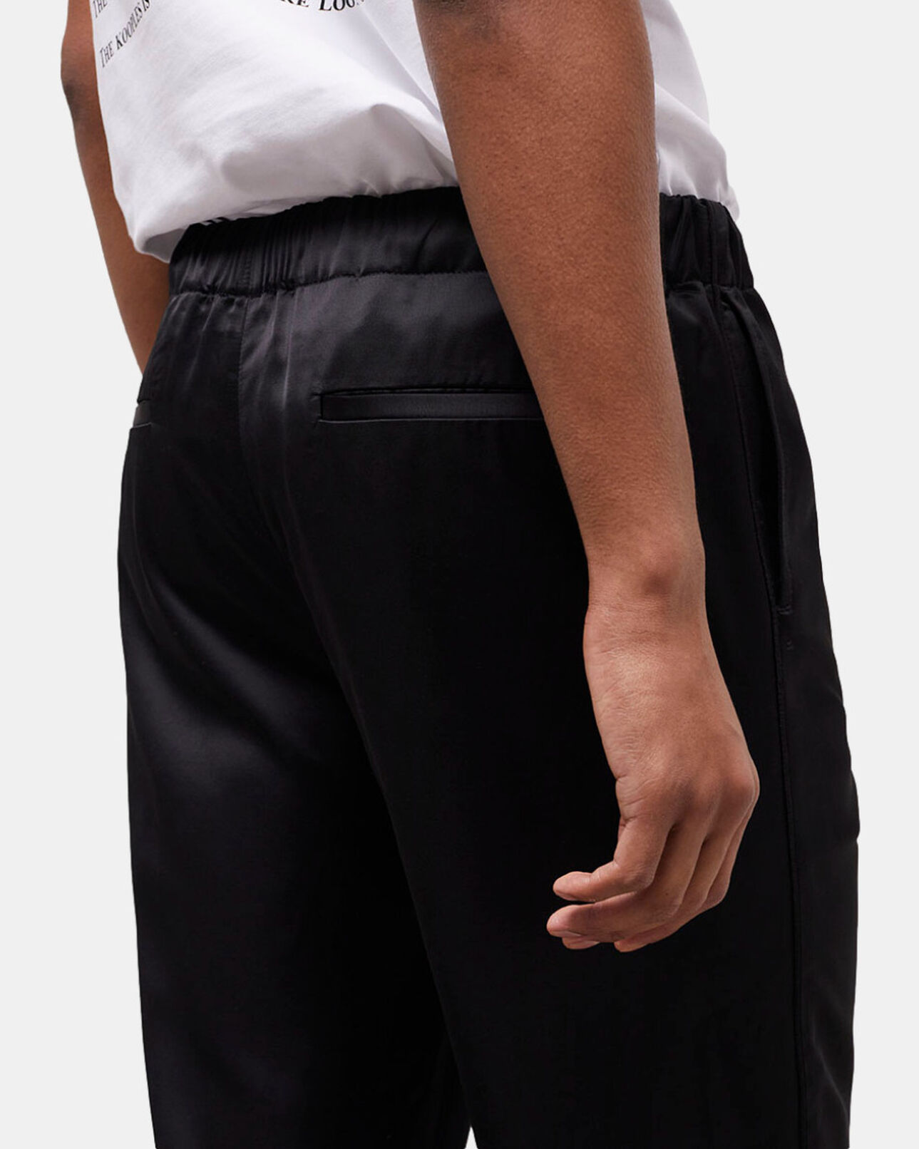 The Kooples MEN BLACK black satin effect pants