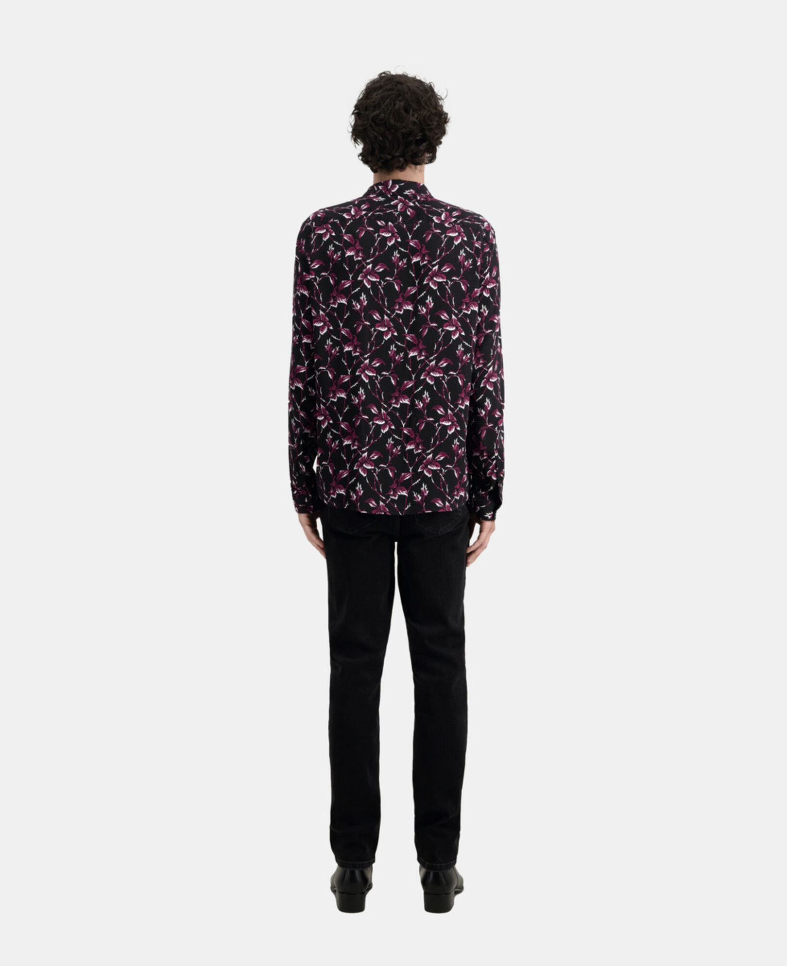 The Kooples MEN BLACK - BURGUNDY printed shirt