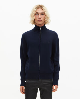 The Kooples HOMME NAVY cardigan en laine double face &agrave; zip marine