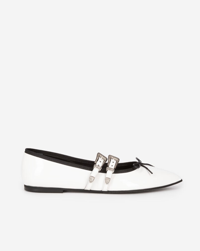 The Kooples F WHITE flat white leather ballerinas