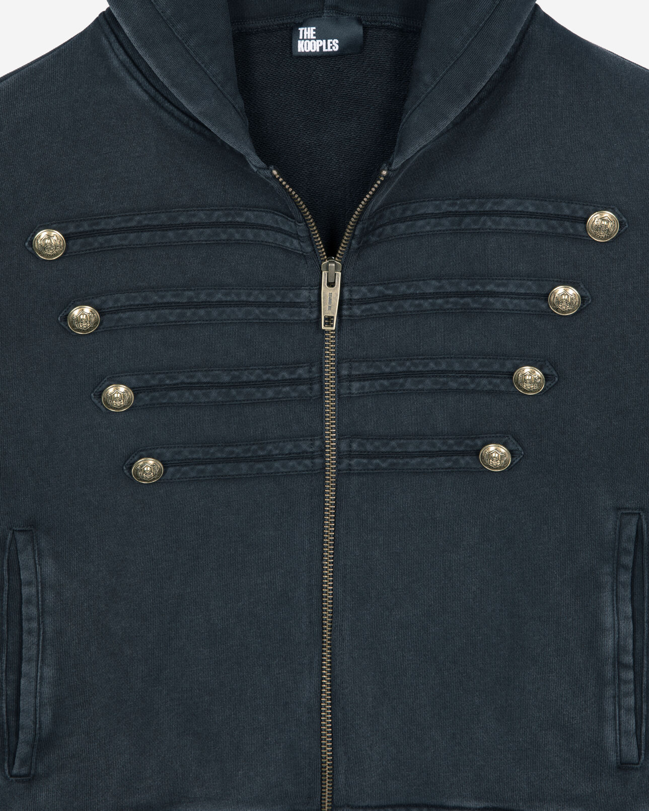 The Kooples FEMME BLACK WASHED sweatshirt style officier à capuche noir