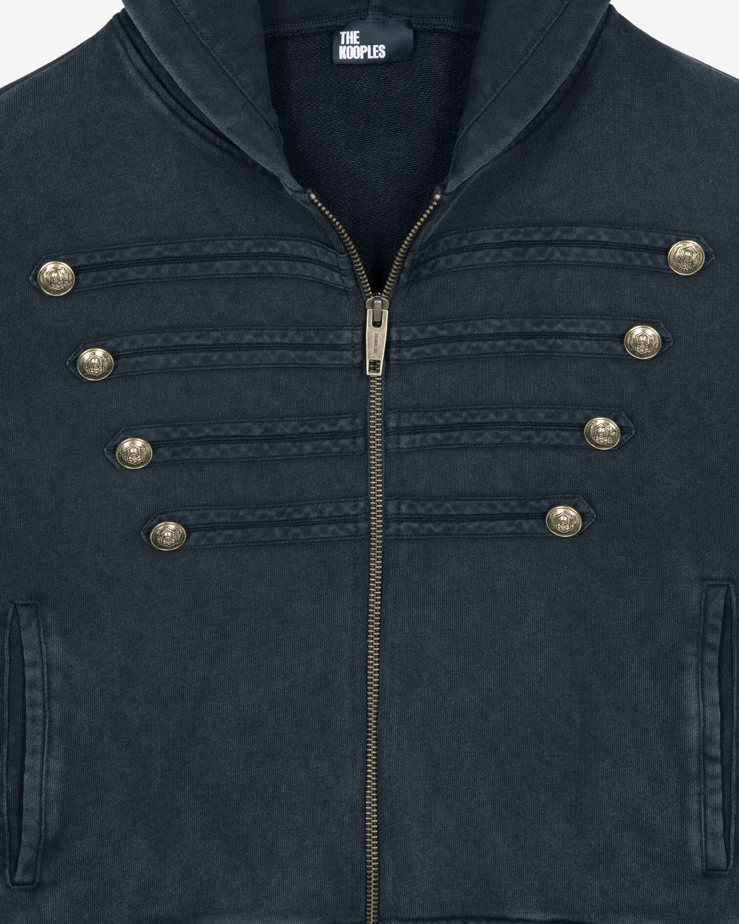Sweatshirt style officier à capuche noir, BLACK WASHED, hi-res image number null
