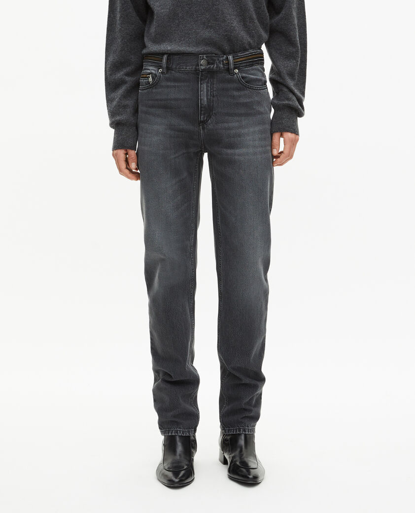 The Kooples MEN BLACK WASHED black faded skinny jeans