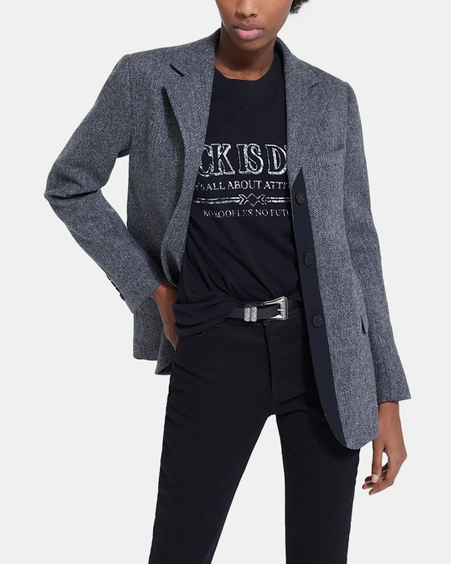 Veste en laine à motif grise, GREY, hi-res image number null