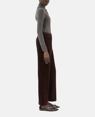 The Kooples FEMME BROWN pantalon tailleur droit en velours côtelé marron